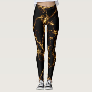 Leggings Style Marbre élégant3 - Or noir