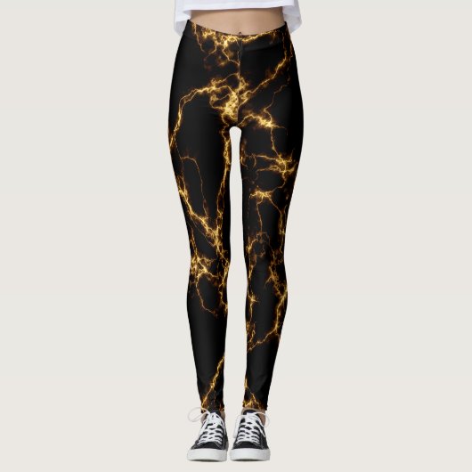 Leggings Style Marbre élégant3 - Or noir (Devant)
