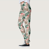 Leggings Style moderne Boho Aquarelle Tropical Floral (Gauche)