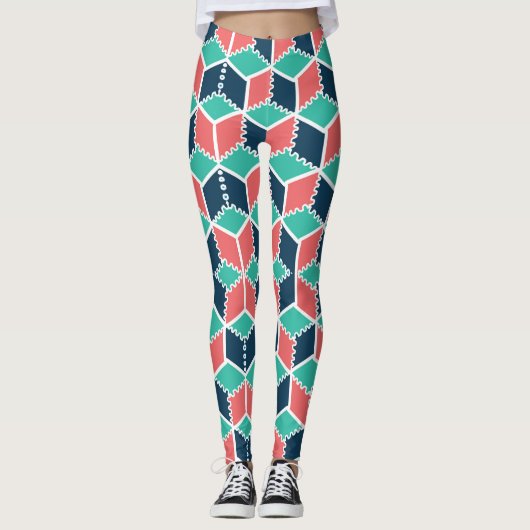 Leggings Style moderne Cube de couleur géométrique moderne (Devant)