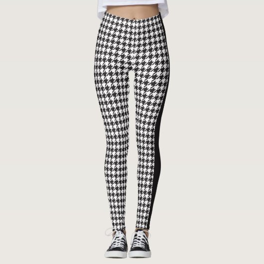 Leggings Style moderne noir et blanc Houndstooth (Devant)