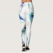 Leggings Style moderne Tendance Blanc et Peacock Feather (Dos)