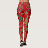 Leggings Style Noël Arbre Bijou Bling Rouge (Dos)