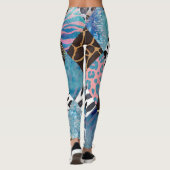 Leggings Style Patchwork, motif de collage aquarelle. (Dos)