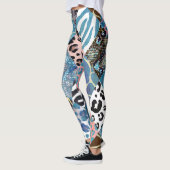 Leggings Style Patchwork, motif de collage aquarelle. (Gauche)