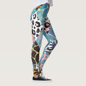 Leggings Style Patchwork, motif de collage aquarelle. (Droite)
