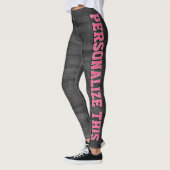 Leggings Style Personnalisé - Gris Texturé & Rose Chic (Gauche)