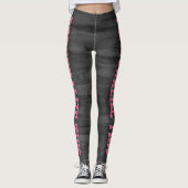 Leggings Style Personnalisé - Gris Texturé & Rose Chic (Devant)