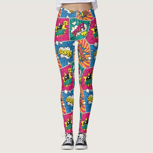Leggings Style Pop Art - Whimsical Retro Comic Explosion (Devant)