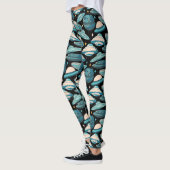 Leggings Style rétro Motif UFO. BG noir (Gauche)