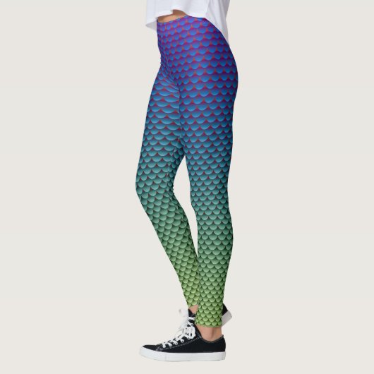 Leggings Style sirène ~ Bleu & Vert (Gauche)