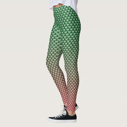 Leggings Style sirène ~ Vert & Rouge (Gauche)