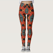 Leggings Style Sud-Ouest Aqua rouille Noir Boho Style (Devant)