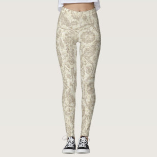 Leggings Style victorien Vin Floral Cascade Grande impressi