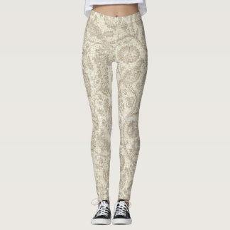 Leggings Style victorien Vin Floral Cascade Grande impressi