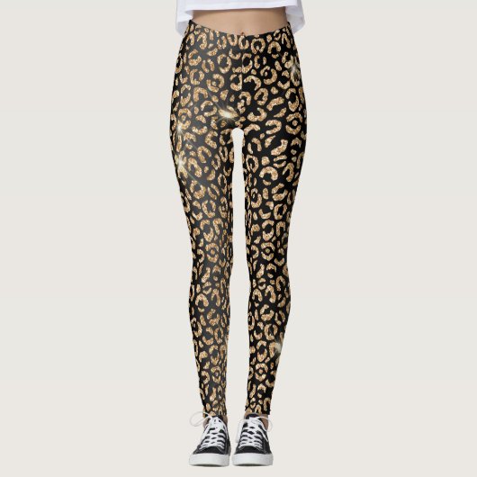 Leggings Stylish Black and Gold Parties scintillant Wild Le (Devant)