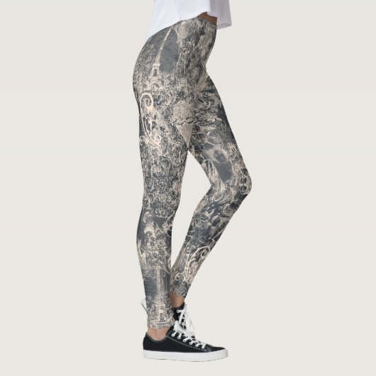 Leggings Stylish Black Paris Toile Design (Droite)