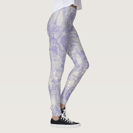 Leggings Stylish Blue Paris Toile Design (Droite)