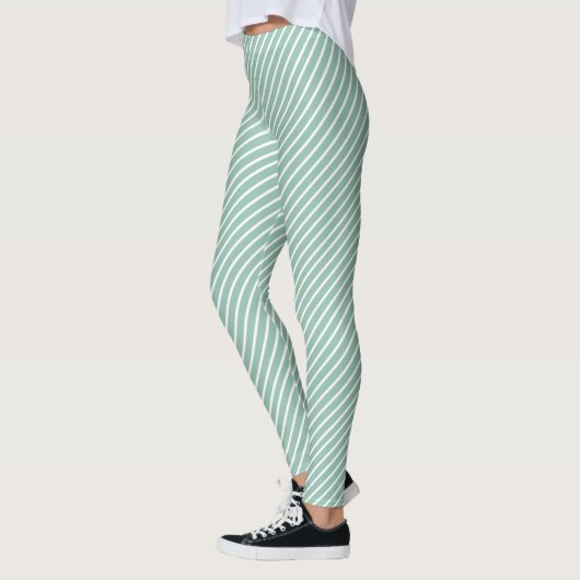 Leggings Stylish Duck Egg Blue Diagonal Striped Exercise (Gauche)