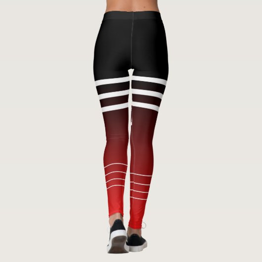 Leggings Stylish monogrammed gradient noir rouge entraîneme (Dos)