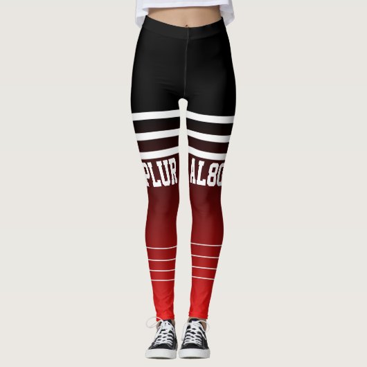 Leggings Stylish monogrammed gradient noir rouge entraîneme (Devant)