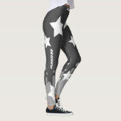 Leggings Stylish monogrammed gris étoiles blanches entraîne (Droite)