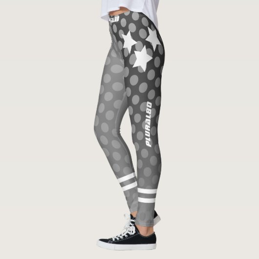 Leggings Stylish monogrammed gris points motif entraînement (Gauche)