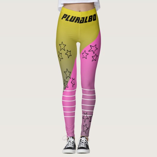 Leggings Stylish Monogrammed jaune dégradé rose (Devant)