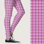 Leggings Stylish pink plaid geometric patterned