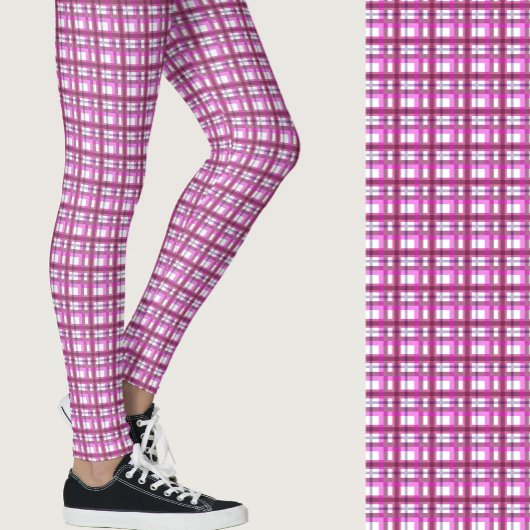Leggings Stylish pink plaid geometric patterned