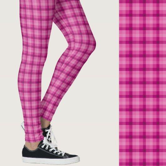 Leggings Stylish pink plaid geometric patterned