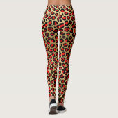 Leggings Stylish Scarlet Red and Gold Foil Leopard Spots (Dos)