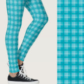 Leggings Stylish teal plaid geometric patterned