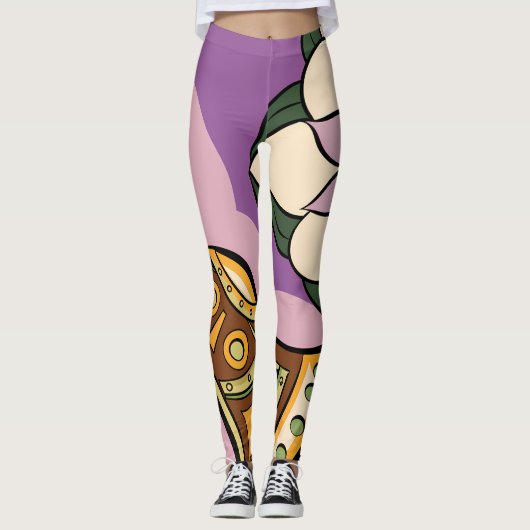 Leggings Stylized Axe and Flower Design (Devant)