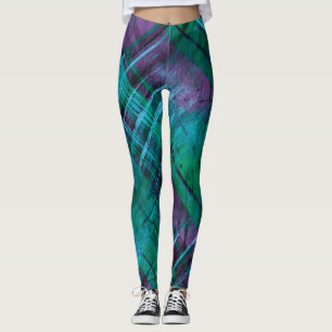 Leggings Stylo Distress Plaid Check Purple Green Tartan