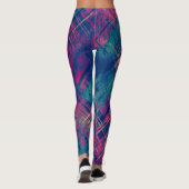 Leggings Stylo Distressed Plaid Check rose violet bleu (Dos)