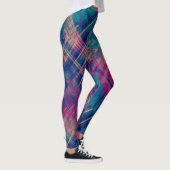 Leggings Stylo Distressed Plaid Check rose violet bleu (Droite)