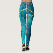 Leggings Stylo Marine Blue Gold Agate Géode Chic Monogramme (Dos)