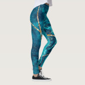 Leggings Stylo Marine Blue Gold Agate Géode Chic Monogramme (Droite)