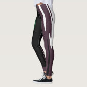 Leggings Submersion : Noir Abstrait, Blanc, Violet & Vert (Gauche)