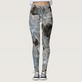Leggings Succulentes Botanique Bleu Argenté (Devant)