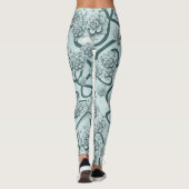Leggings Succulents bleus à la menthe sur les treillis vert (Dos)