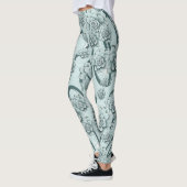 Leggings Succulents bleus à la menthe sur les treillis vert (Gauche)