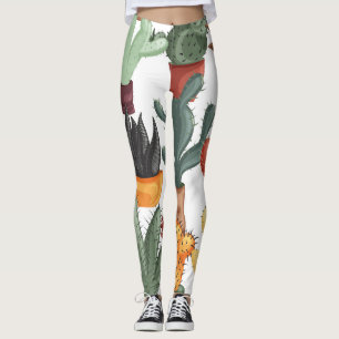 Leggings Succulents, cactus : mignon motif floral.