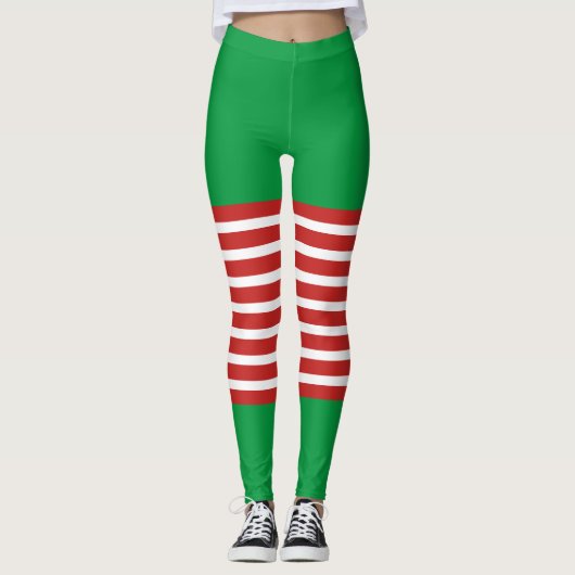 Leggings Sucre de canne de Noël des elfes de vacances (Devant)