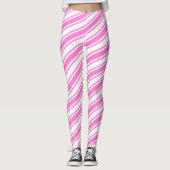 Leggings Sucre de canne Diagonal Grille blanche rose Noël (Devant)