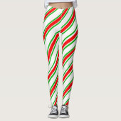 Leggings Sucre de canne Grandes Rouge Vert Blanc Noël (Devant)