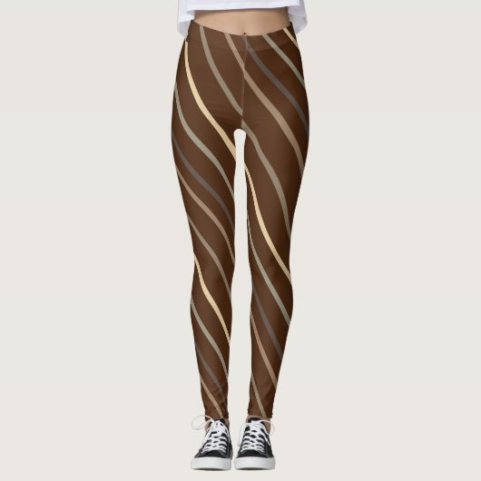 Leggings Sucre de canne rayé au chocolat au lait de qualité (Devant)