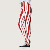 Leggings Sucre de canne rouge et blanc rayures Festive Noël (Gauche)