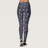 Leggings Sucre de canne Snowflake Navy Joyeuses de Noël (Dos)